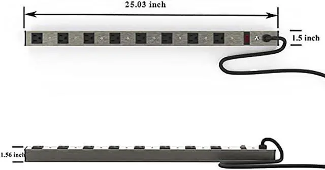 Alt view image 3 of 3 - 8 Outlets Surged Aluminum Alloy Heavy Duty Metal Socket Power Strip,Oviitech 6-Foot Long Extension Cord with Surge protection.ETL Certified,Aluminum alloy silver with black hole