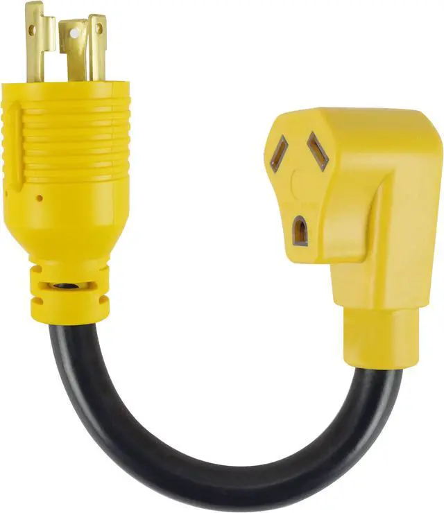 Main image of 3 Prong RV Generator Adapter Cord,NEMA L5-30P to TT-30R,30 Amp 125V Generator to RV Adapter with 1FT,Heavy Duty STW 10/3 Cord, Yellow