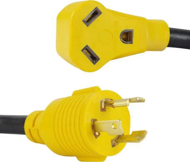Alt view image 2 of 5 - 3 Prong RV Generator Adapter Cord,NEMA L5-30P to TT-30R,30 Amp 125V Generator to RV Adapter with 1FT,Heavy Duty STW 10/3 Cord, Yellow