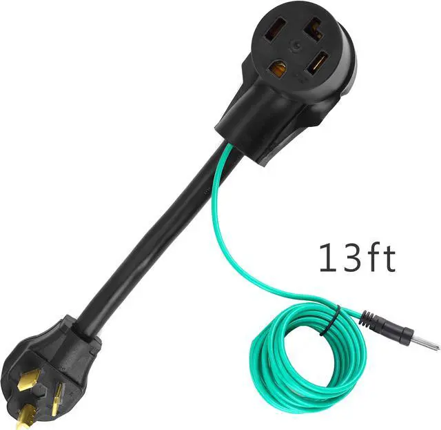 Alt view image 4 of 4 - NEMA 10-30P to 14-30R Dryer Adapter, 30A, 250V, STW 10AWG*3C, 3 Prong to 4 Prong Dryer Plug Adapter with Green Ground Wire, 1FT,Black