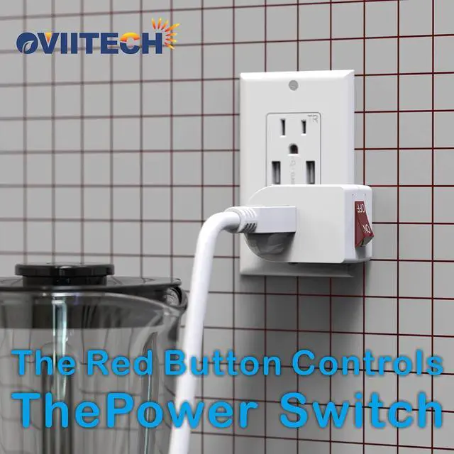 Alt view image 5 of 5 - Oviitech 2 Pack Grounded Outlet Wall Tap Adapter with On/Off Power Switch,Single Outlet with Switch in White