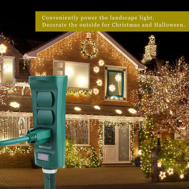 Alt view image 6 of 6 - Outdoor Power Strip Weatherproof with 6 Foot Extension Cord, 6-Outlet Yard Power Stake with ON/Off Switch, ETL Certified, Green