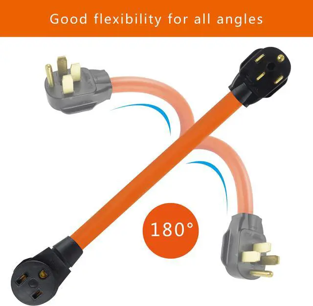 Alt view image 3 of 3 - NEMA 14-50P to 6-50R Welder Adapter Cord, 1.5FT Heavy Duty 50A 250V Generator/RV Converter, Orange