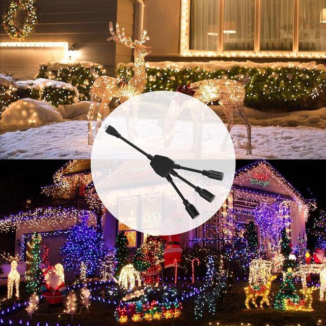 Alt view image 6 of 6 - oviitech 1 to 3 Power Cord Splitter Cable, 1.5FT Indoor 3 Prong Power Strip for Halloween Lights, Christmas Decorations, Computer, Scanner, Transformer, and LED Stage Light,16/3 SJT,Black,1pack