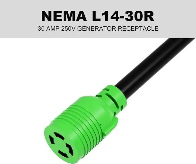 Alt view image 3 of 6 - oviitech NEMA 14-50P to L14-30R Generator Transfer Switch Adapter Cord,250V, SJTW 10AWG*3C,50Amp Male to 30Amp Female Generator Welder Dryer RV EV Adapter Cord, 1.5FT,Green