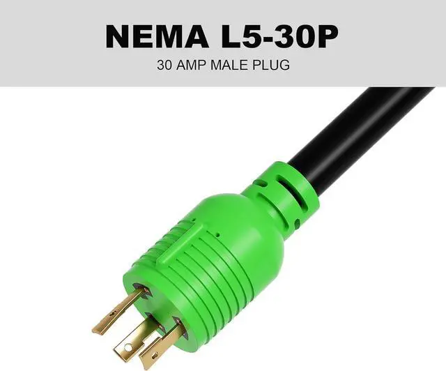 Alt view image 2 of 6 - oviitech NEMA L5-30P to NEMA 14-50R RV Generator Adapter Power Cord, 250V, SJTW 10AWG*3C,30Amp Male to 50Amp Female Generator Conversion Adapter, Outdoor RV Camping, 1.5Ft, Green