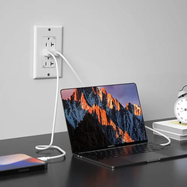 Alt view image 7 of 7 - Outlet with USB High Speed Charger 4.2A Charging Capability,20 Amp Tamper-Resistant Receptacle Wall Socket USB Outlet,ETL Listed,Wall Plate Included,White(6 Pack)