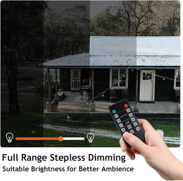 Alt view image 4 of 6 - Outdoor Dimmer, 3 Grounded Outlets for String Lights, 100Ft Remote Control, Lamp Dimmer Timer Plug in, Outdoor Waterproof for Dimmable LED/Tungsten Bulb/Patio Lights