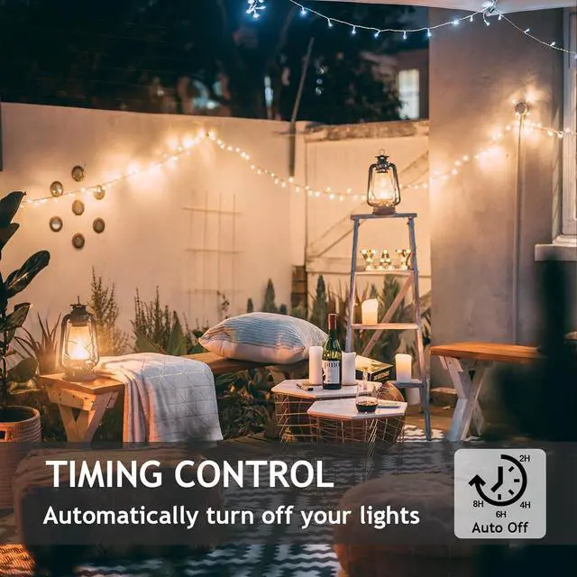 Alt view image 5 of 6 - Outdoor Dimmer, 3 Grounded Outlets for String Lights, 100Ft Remote Control, Lamp Dimmer Timer Plug in, Outdoor Waterproof for Dimmable LED/Tungsten Bulb/Patio Lights