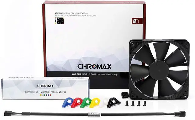 Alt view image 3 of 4 - Noctua NF-F12 PWM chromax.Black.swap, Premium Quiet Fan, 4-Pin (120mm, Black)