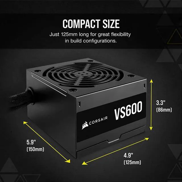 Alt view image 13 of 14 - CORSAIR VS Series VS600 600W 80 PLUS Certified Non-Modular ATX Power Supply, CP-9020224-NA