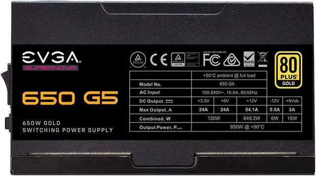 Alt view image 10 of 14 - EVGA SuperNOVA 650 G5, 80 Plus Gold 650W, Fully Modular, ECO Mode with Fdb Fan, 100% Japanese Capacitors, 10 Year Warranty, Compact 150mm Size, Power Supply 220-G5-0650-X1