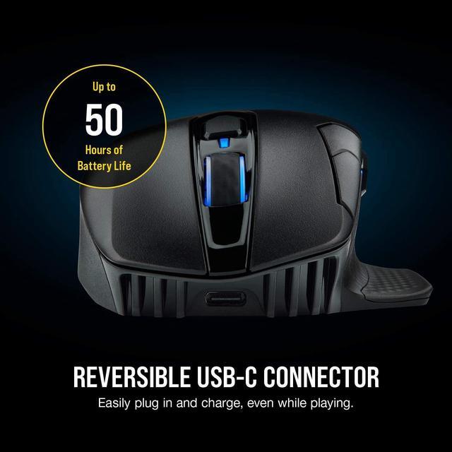 Alt view image 8 of 12 - Corsair DARK CORE RGB PRO CH-9315411-NA Black 8 Buttons 1 x Wheel USB 2.0 Type-A SLIPSTREAM/Bluetooth Wireless, Wired Optical FPS/MOBA Gaming Mouse, Backlit RGB LED