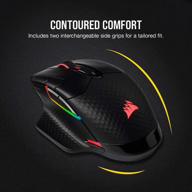 Alt view image 10 of 12 - Corsair DARK CORE RGB PRO CH-9315411-NA Black 8 Buttons 1 x Wheel USB 2.0 Type-A SLIPSTREAM/Bluetooth Wireless, Wired Optical FPS/MOBA Gaming Mouse, Backlit RGB LED