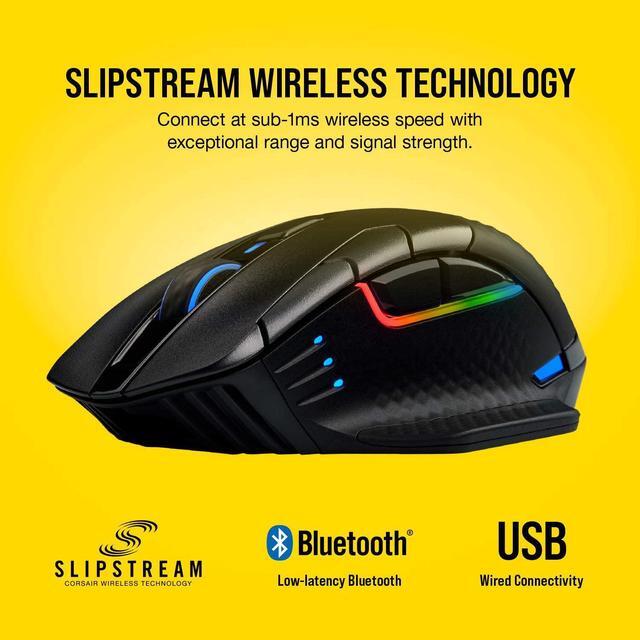Alt view image 7 of 12 - Corsair DARK CORE RGB PRO CH-9315411-NA Black 8 Buttons 1 x Wheel USB 2.0 Type-A SLIPSTREAM/Bluetooth Wireless, Wired Optical FPS/MOBA Gaming Mouse, Backlit RGB LED