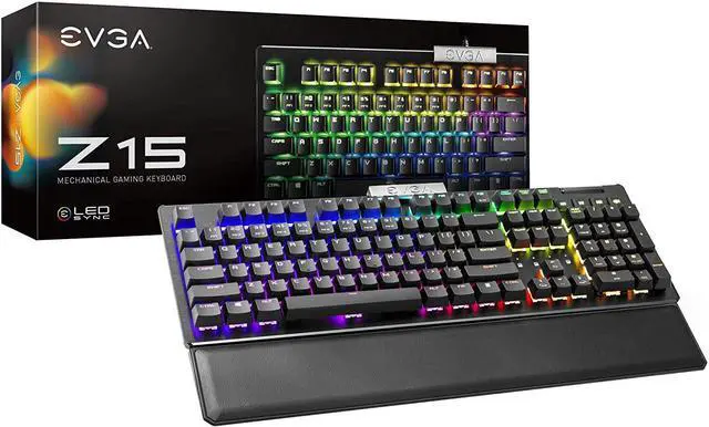 Alt view image 20 of 20 - EVGA Z15 RGB Mechanical Gaming Keyboard, Linear Switch, RGB Backlit LED, Hot Swappable Kailh Speed Silver Switches 821-W1-15US-KR
