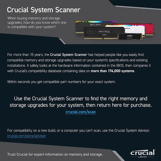 Alt view image 6 of 8 - Crucial Ballistix 3200 MHz DDR4 DRAM Desktop Gaming Memory Kit 16GB (8GBx2) CL16 BL2K8G32C16U4B (BLACK)