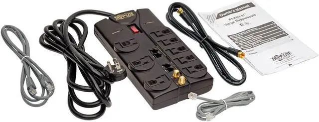 Alt view image 7 of 11 - Tripp Lite TLP810NET 8 Outlets 3240 Joules 10' Cord with Tel/DSL/Coax Protect It! Surge Suppressor