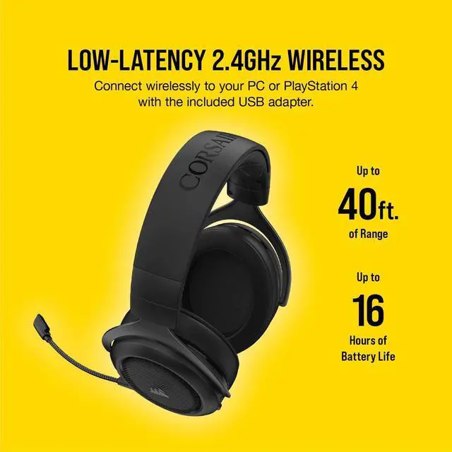 Alt view image 11 of 16 - Corsair HS70 Pro Wireless Gaming Headset - 7.1 Surround Sound Headphones for PC, MacOS, PS5, PS4 - Discord Certified - 50mm Drivers – Carbon