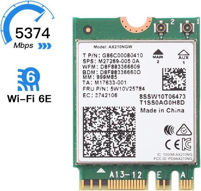 AX210NGW WiFi Card, Wi-Fi 6E 11AX Wireless Module Expand to 6GHz MU-MIMO  Tri-Band Bluetooth 5.3 Internal Network Adapter for Laptop, Support Windows