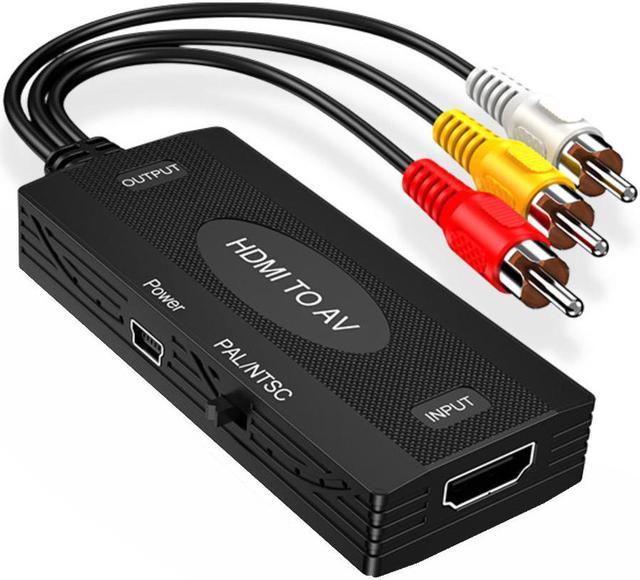 Convertidor HDMI a RCA, cable HDMI a RCA, cable adaptador HDMI a AV 1080P  compatible con NTSC para TV Stick, Roku, Chromecast, Apple TV, PC,  portátil