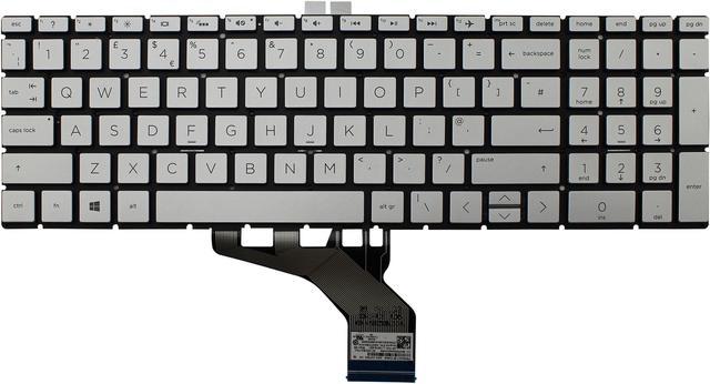 New Silver Backlit UK English Keyboard For HP 15q-ds3000 15s