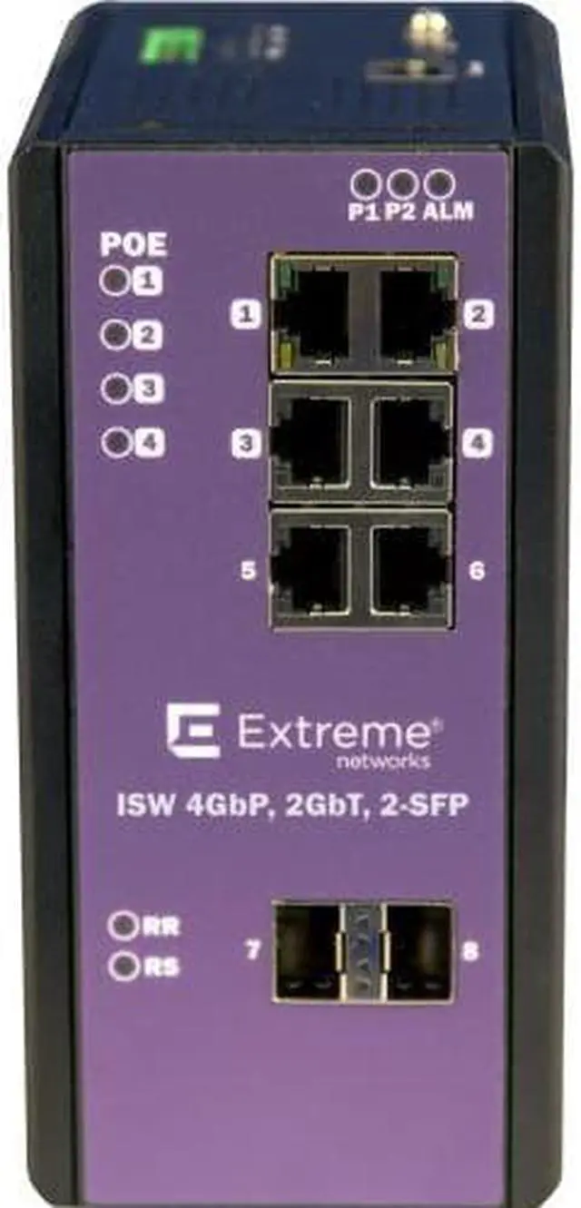 Alt view image 2 of 3 - Extreme Networks 16803 Extremeswitching Industrial Ethernet Switches Isw 4Gbp, 2Gbt, 2-Sfp - Switch - Managed - 4 X 10/100/1000 (Poe+) + 2 X Sfp + 2 X 10/100/1000 - Din Rail Mountable, Wall-Mountable