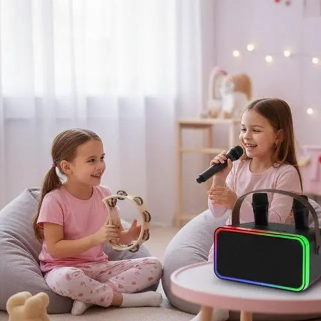 Alt view image 4 of 5 - Portable Karaoke Speaker System Wireless Microphones Bluetooth Rechargeable.