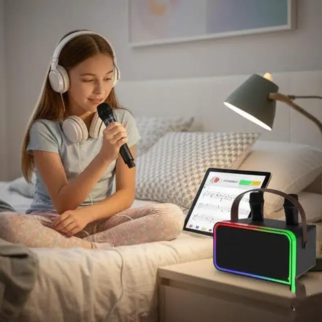 Alt view image 5 of 5 - Portable Karaoke Speaker System Wireless Microphones Bluetooth Rechargeable.