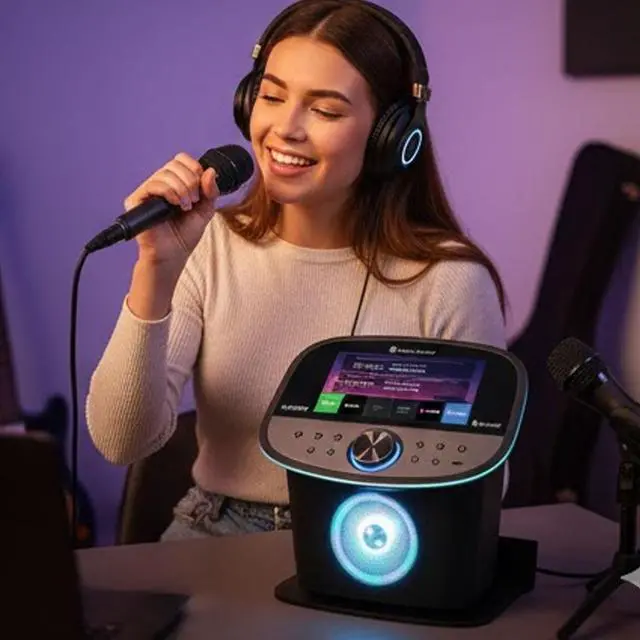 Alt view image 3 of 6 - Premium WiFi Karaoke System Touchscreen Wireless Microphones.