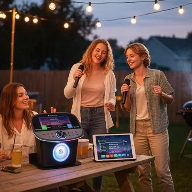 Alt view image 2 of 6 - Premium WiFi Karaoke System Touchscreen Wireless Microphones.