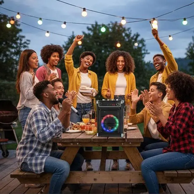 Alt view image 3 of 5 - Portable Bluetooth Karaoke Speaker System with Dual Wireless Microphones