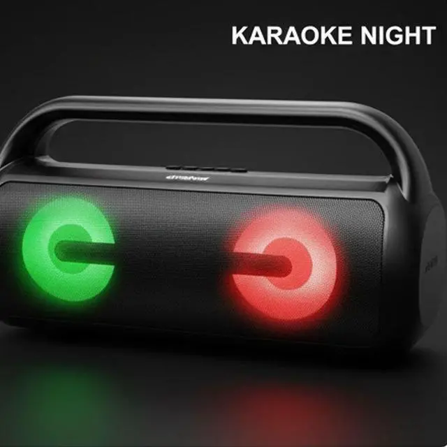 Alt view image 2 of 4 - Portable Bluetooth Speaker System Dual Subwoofers LED Lights Rechargeable Karaoke.
