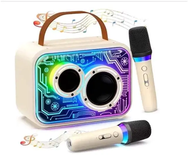 Main image of Portable Bluetooth Party Speaker with Wireless Microphones RGB Lights.