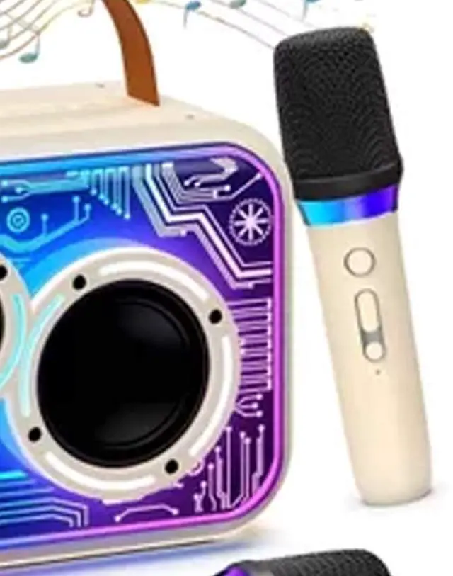 Alt view image 3 of 7 - Portable Bluetooth Party Speaker with Wireless Microphones RGB Lights.