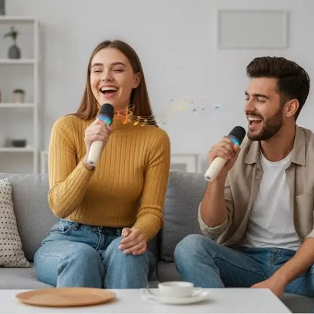 Alt view image 5 of 7 - Portable Bluetooth Party Speaker with Wireless Microphones RGB Lights.