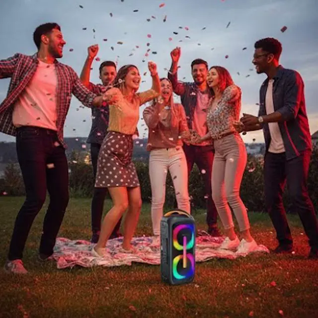 Alt view image 4 of 7 - Portable Bluetooth Speaker Large 120W RGB Lights Wireless Microphones.