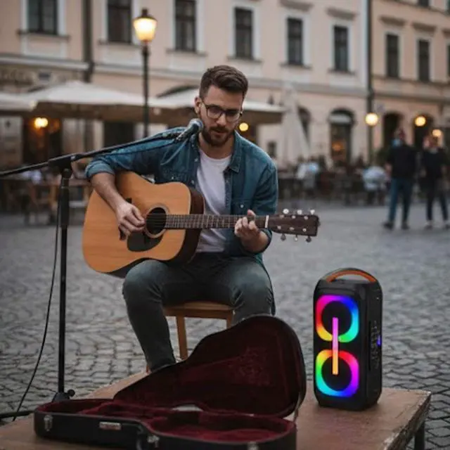 Alt view image 5 of 7 - Portable Bluetooth Speaker Large 120W RGB Lights Wireless Microphones.