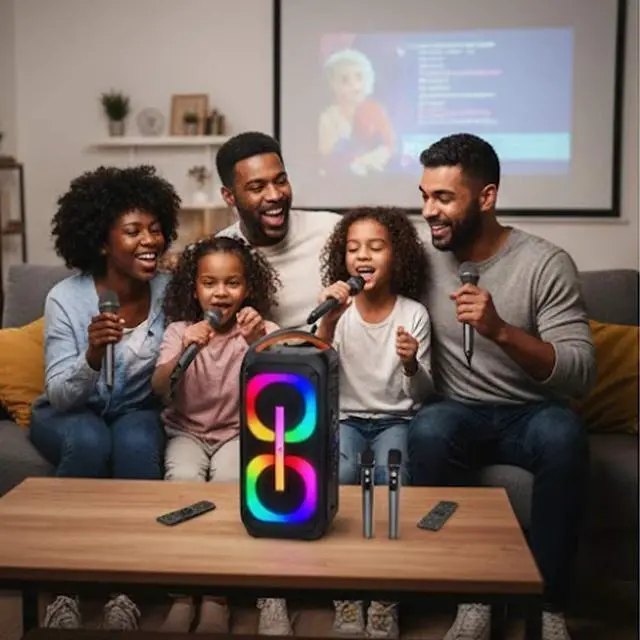 Alt view image 7 of 7 - Portable Bluetooth Speaker Large 120W RGB Lights Wireless Microphones.