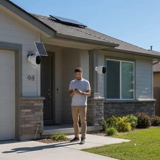 Alt view image 7 of 7 - 2K Spotlight Security Camera System with 3 Cameras & 1 Solar Panel, White