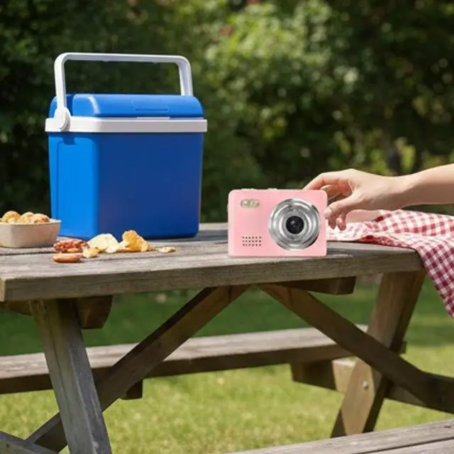 Alt view image 2 of 5 - Mini Camera True 720P 0.96" IPS Display, 12MP, Type-C Charging, Lightweight Pink