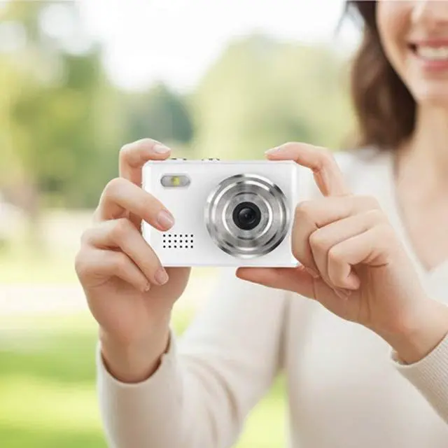 Alt view image 2 of 5 - Mini Camera True 720P 0.96" IPS Display, 12MP, Type-C Charging, Lightweight White