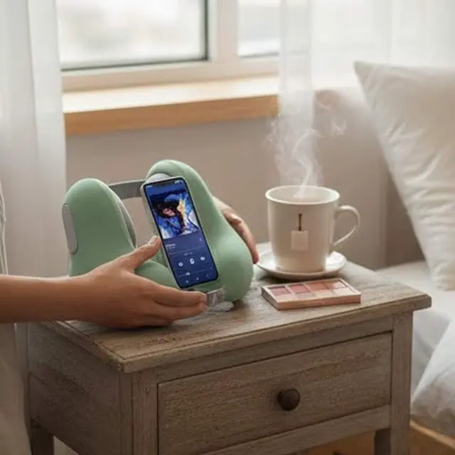 Alt view image 4 of 6 - Travel Neck Pillow with Bluetooth Headset Memory Foam Airplane Pillow with Head Support Green