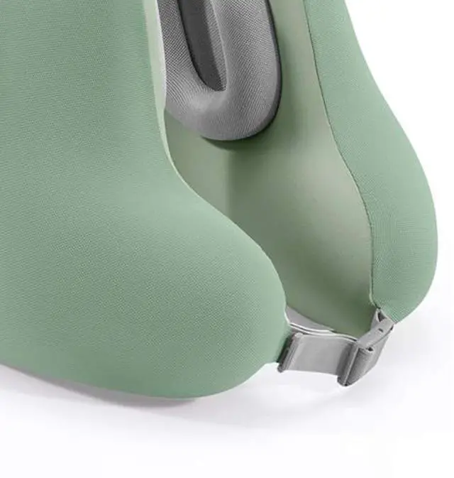 Alt view image 3 of 6 - Travel Neck Pillow with Bluetooth Headset Memory Foam Airplane Pillow with Head Support Green