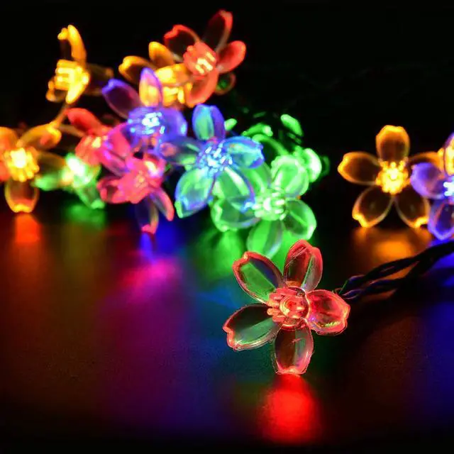 Main image of 50 LED Solar Cherry Blossom String Lights 7M Outdoor Decorative Lighting Multicolor