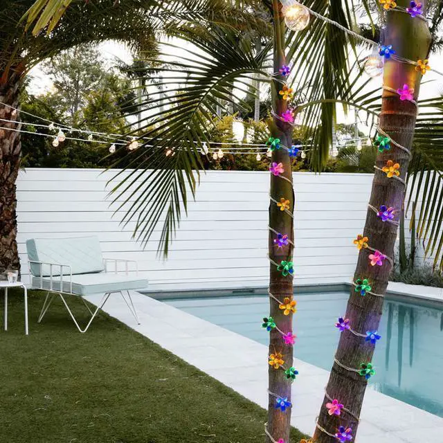 Alt view image 4 of 4 - 50 LED Solar Cherry Blossom String Lights 7M Outdoor Decorative Lighting Multicolor