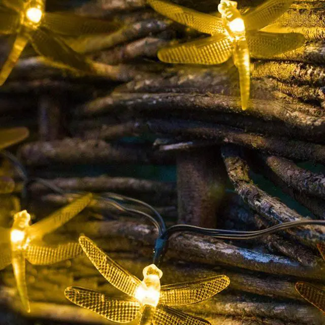 Alt view image 3 of 4 - 30 LED Solar String Lights Dragonfly Outdoor Decoration Warm White