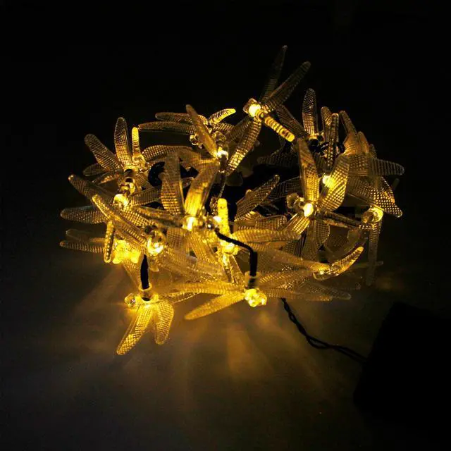 Alt view image 2 of 4 - 30 LED Solar String Lights Dragonfly Outdoor Decoration Warm White