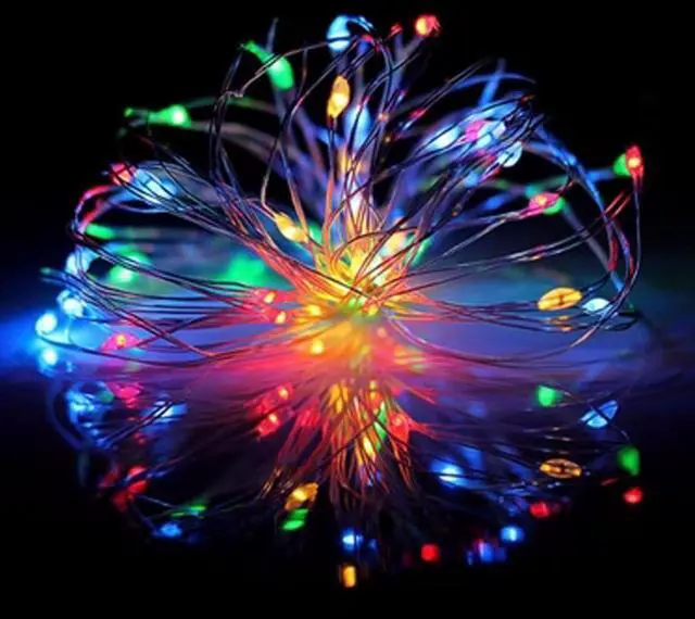 Main image of 30 LED Silver Copper Fairy String Lights Battery Operated Decorative Wire Lights for Home and Event Décor Flashing RGB