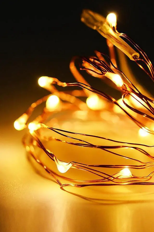 Main image of 30 LED Silver Copper Fairy String Lights Battery Operated Decorative Wire Lights for Home and Event Décor Worm White